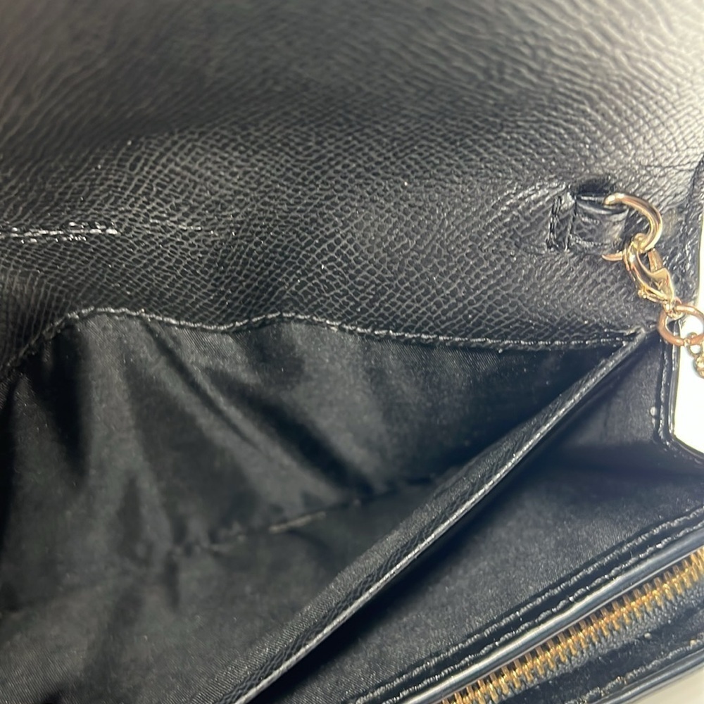 Coach Riley Black Patent Leather Full Logo Crossbody Wallet on a Chain Bag - Picture 13 of 13